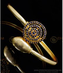 BCT451 - Elegant Blue Stone Daily Wear Gold Kada Bracelet Design 