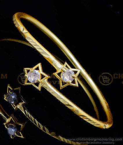 BCT453 - Unique Simple 1 Gm Gold Jewellery White Stone Bracelet 