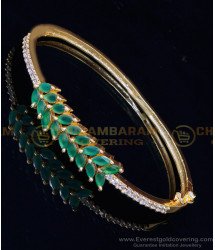 BCT461 - Trendy Emerald Stone Leaf Design 1 Gram Gold Bracelet