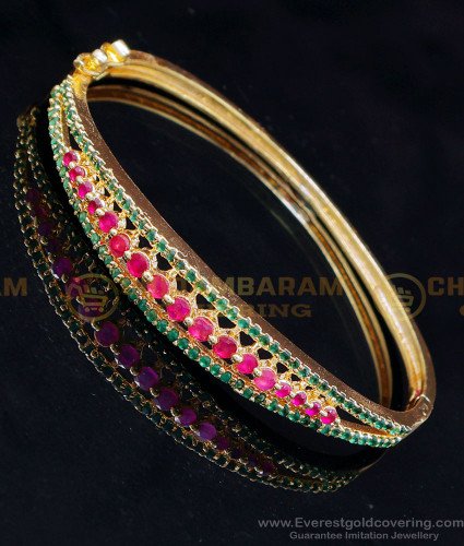 BCT485 - Gold Plated Daily Use Ruby Emerald Bracelet for Women