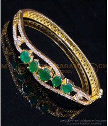 BCT489 - 1 Gram Gold Bracelet White and Emerald Stone Kappu Model