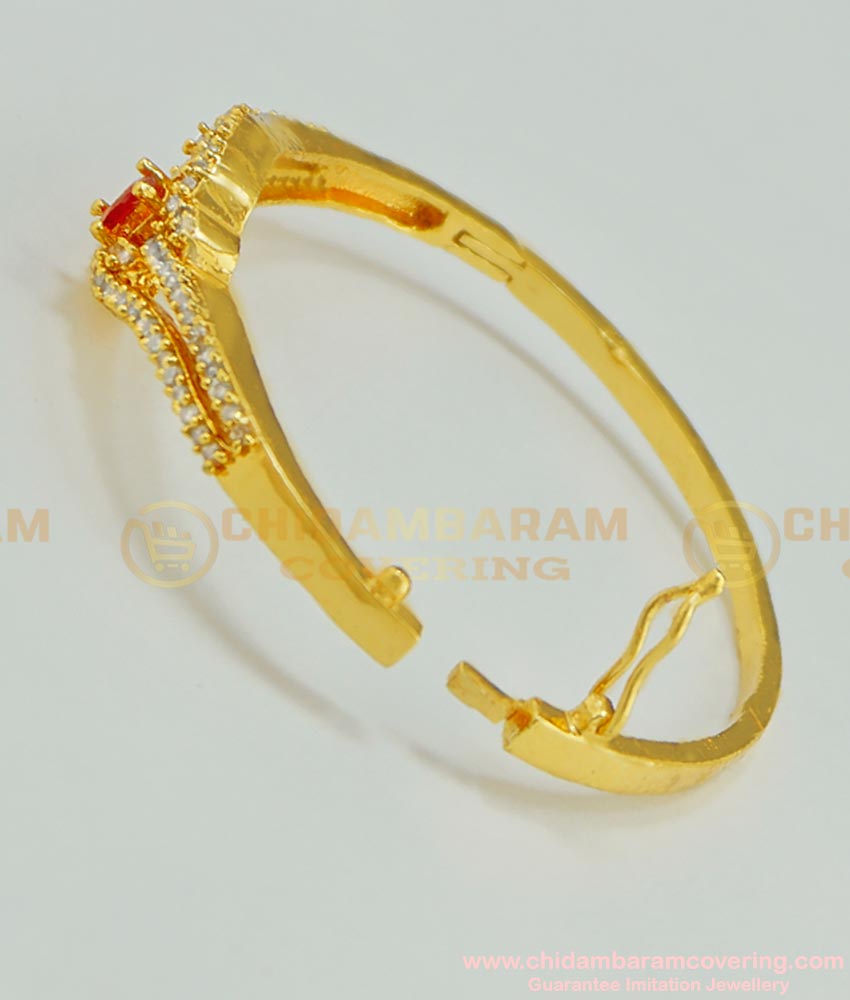 BCT63 - 2.2 size Gold Look Party Wear High Quality CZ Stone Gold Plated Lock Open Type Bracelet for Baby Girls