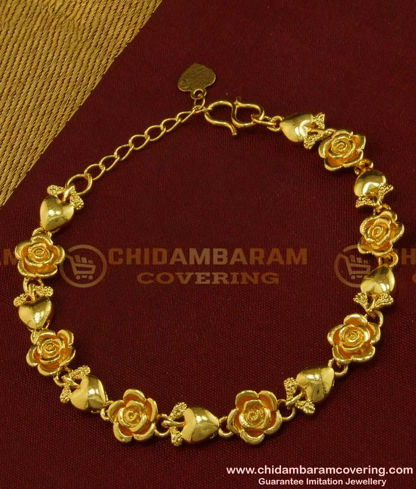 Buy Attractive Flower Design Pure Gold Plated Low Price Bracelet for Female