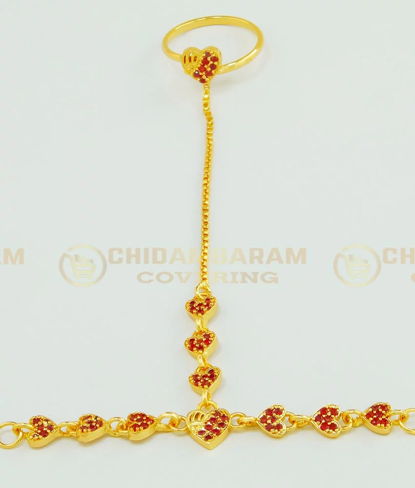 VAMA FASHIONS Gold plated hathfull bracelet with ring hathpanja combo for  women (2pcs)