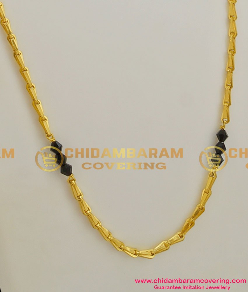 CHN009-LG - 30 Inches Long Three Crystal Balls with Wheat Chain South Indian Gold Design Jewellery