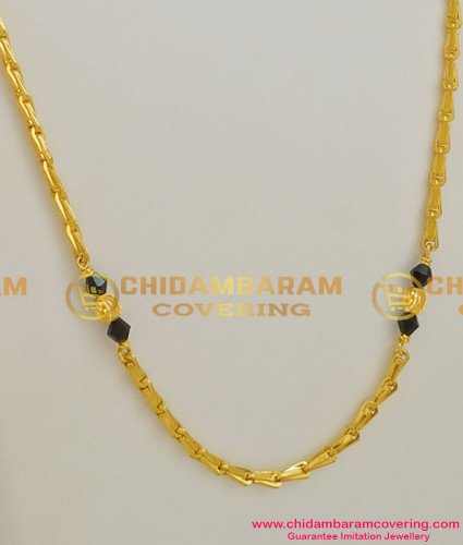 CHN010 - Wheat Chain with Two Crystal Balls combined with Golden Beads Design Jewelery
