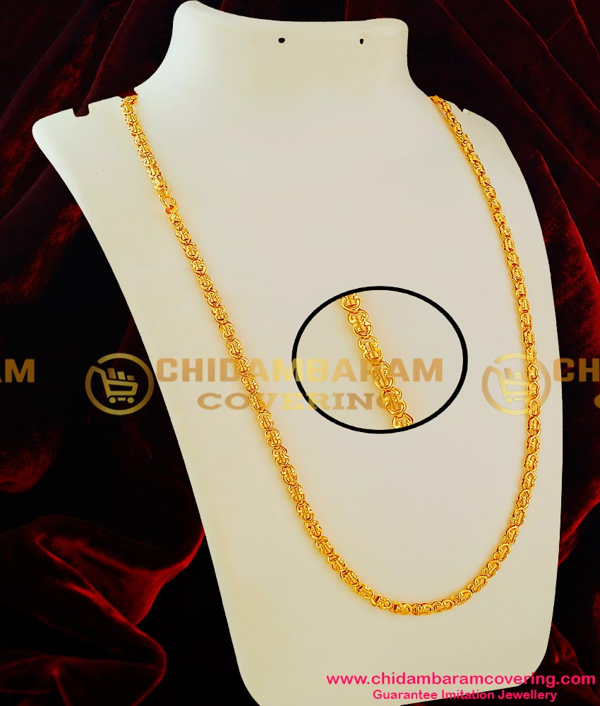 CHN013 - Imitation Long Chain Double Petal with Golden Ball Design Daily Wear Jewelry Online