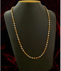 CHN031 - Stylish Gold Plated Pearl and Gold Balls Chain Designs Online 