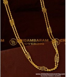 CHN041-LG - 30 inches Long Rettai Vadam Glass Cutting Chain With Flower Design Connector Two Line Chain Online