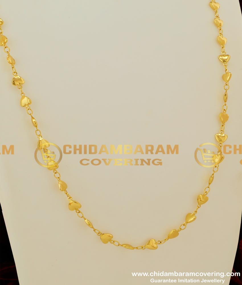 CHN043 - Heart Shape Designer Chain Gold Plated South Indian Jewelry Online