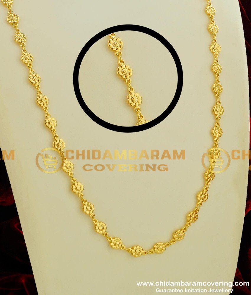 CHN060 - New Pattern  Flower Design Chain Gold Plated South Indian Jewelry Online