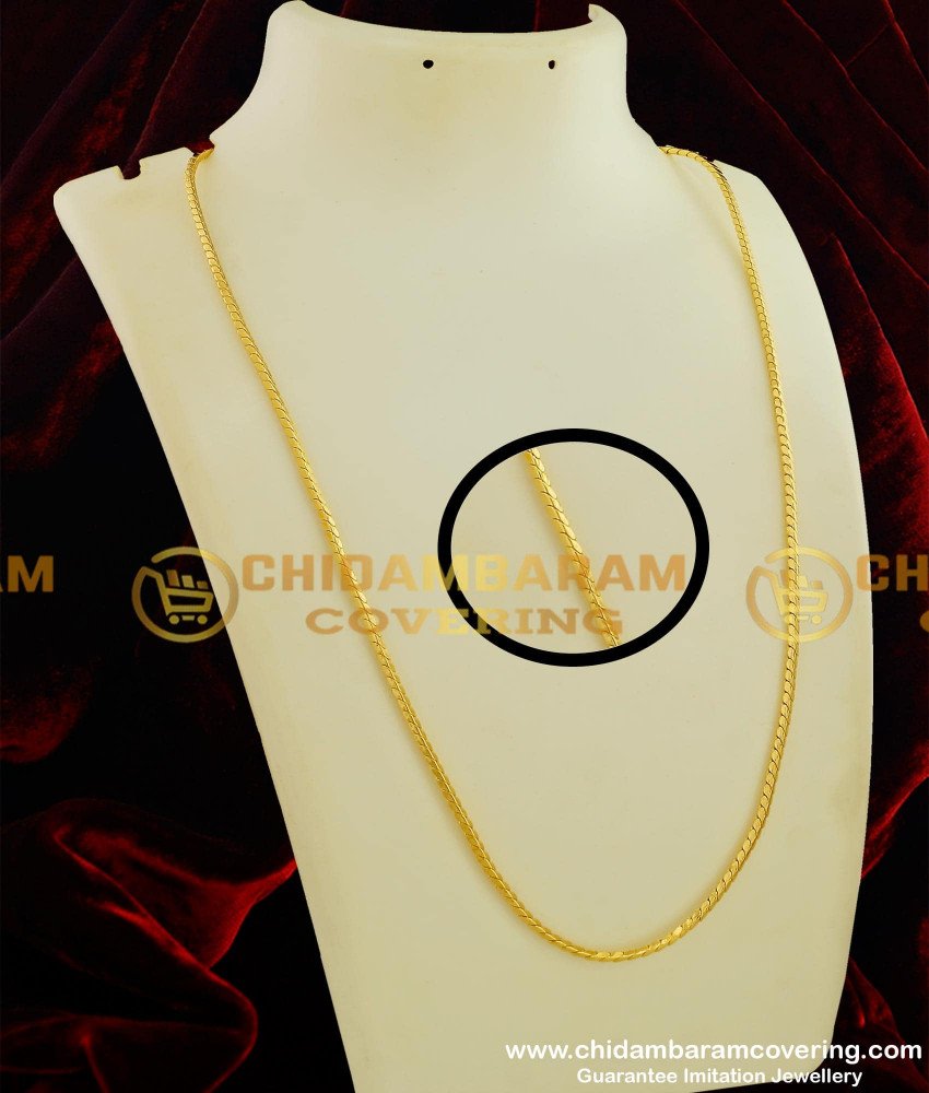 CHN065 - Daily Wear Shiny Thin Gold Chain Look Chain for Men and Women