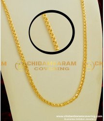 CHN067-LG - 30 inches Long Traditional Design Pure Gold Plated Plain Solid Chain for Men and Women