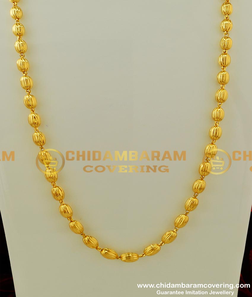 CHN073 - Latest One Gram Gold Kerala Mani Mala Designs Chain Gold Mohan Mala Design Buy Online