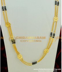 CHN077 - Muslim Wedding Gold Chain Design Double Line Karugamani Chain with Crescent Moon Connector Chain Online