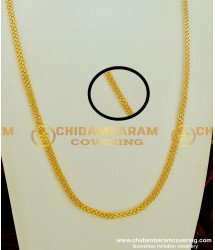 CHN080-LG - 30 Inches Stunning Gold Net Pattern Machine Chain | Delhi Chain Guarantee Jewellery Buy Online 