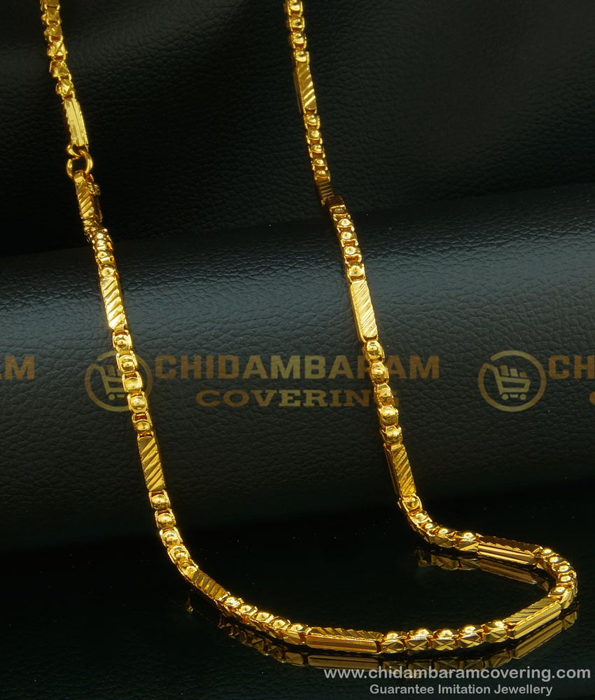CHN087-LG- 30 Inches Stunning Gold New Pattern Kerala Box Chain Guaranteed Jewellery Buy Online