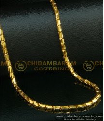 CHN093-LG - 30 Inches Gold Plated Daily Wear Kushi Model Shiny Cutting Flexible Chain Online