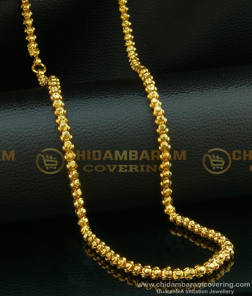 CHN096 - One Gram Gold Long Chain Thick Designer Wedding Gold Chain Design Buy Online