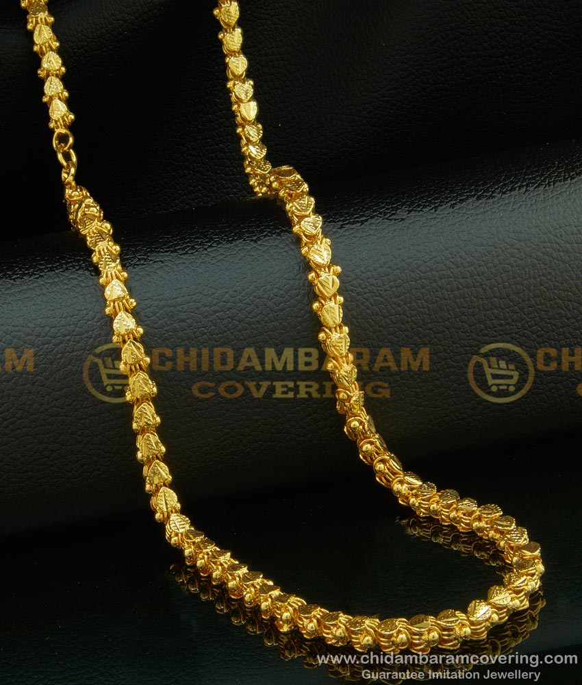 CHN097 - Gold Plated Long Chain Heavy Thick Gold Chain Heart Design Chain Buy Online
