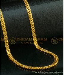 CHN105 - 24 Inches Gold Plated Party Wear Broad Thick Designer Gold Long Chain for Men
