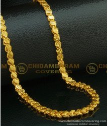 CHN115-Lg- 30 Inches Micro Gold Plated Heavy Leaf Cut Chain Design Broad Gold Chain for Wedding
