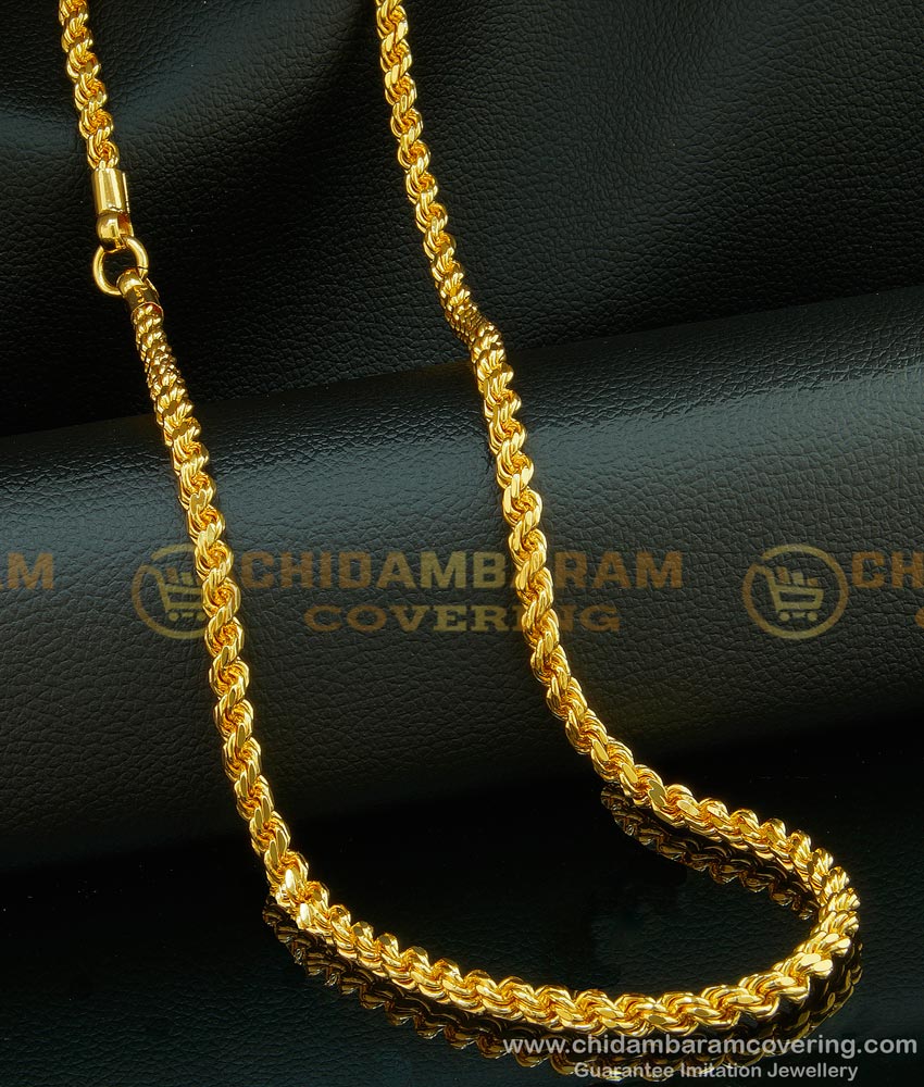 CHN116-OT - 24 Inch South Indian Wedding Thirumangalyam Thali Kodi Thick Gold Rope Chain Design Online