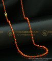 CHN124 - Trendy Red Beads Chain One Gram Gold Plated Light Weight Red Crystal Chain Designs 