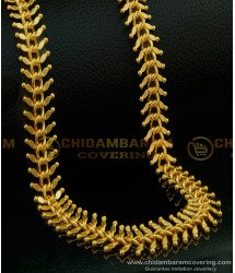 CHN125 - 24 Inches Attractive Double Side Leaf Design Broad One Gram Gold Plated Party Wear Chain for Women