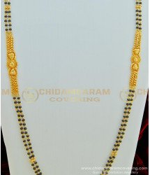 CHN132 - 24 Inches Long 2 Line Light Weight Black Beads Chain Karimani 1 Gram Gold Mangalsutra Online 