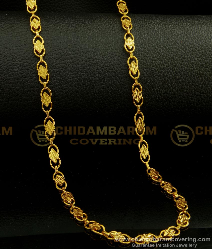 CHN162-XLG - 36 Inches Long Latest Collection Light Weight Gold Plated Designer Long Chain for Women