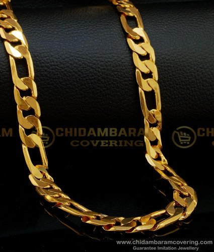CHN174-XLG - 36 Inch Long Heavy Thick Sachin Tendulkar Chain Pure Gold Plated Daily Wear Long Chain for Men