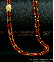 CHN186 - Traditional Rettai Vadam Red Coral Chain One Gram Gold Pavalam Chain Buy Online