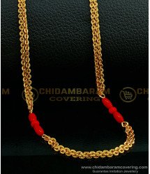 CHN188 - New Model One Gram Gold Red Coral Two Line with Single Line Chain Buy Online
