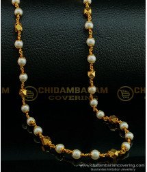CHN195 - Pure Gold Plated Gold Muthu Mala Designs Pearl With Gold Beads Chain Buy Online