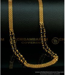 CHN196 - Stunning Gold Two Line Black Crystal with One Gold Chain Mangalsutra Chain Online 