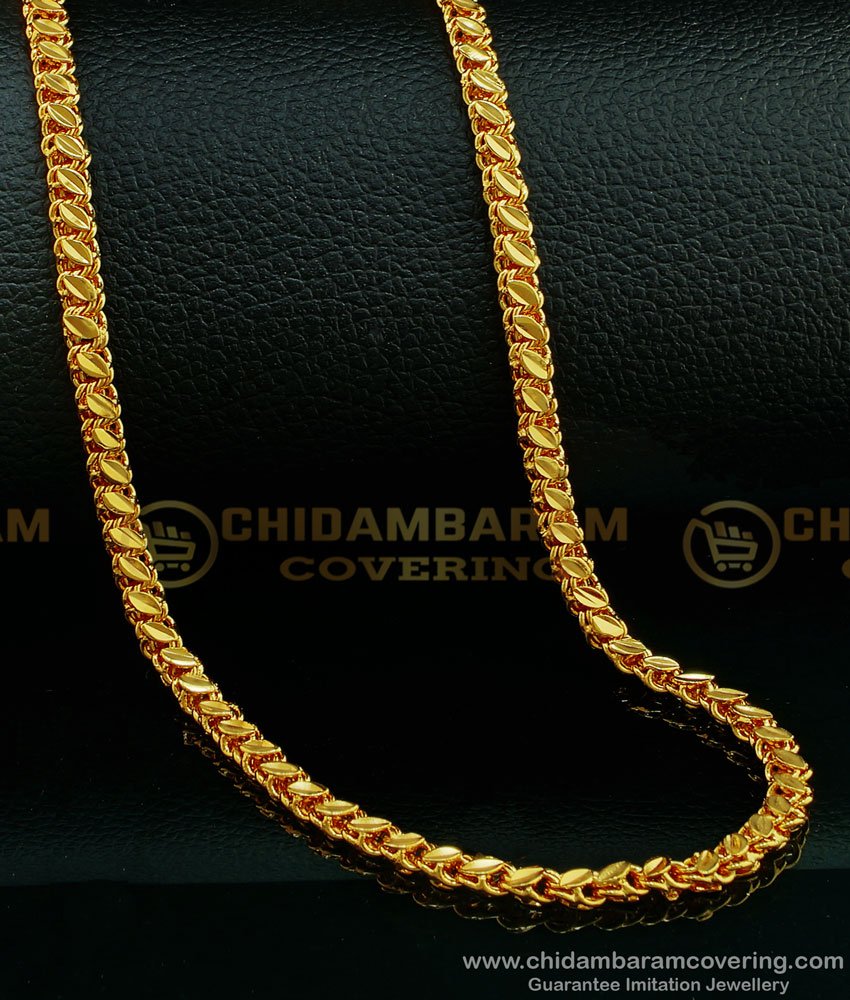 CHN197 - Pure Gold Plated Leaf Cutting Gold Chain Design Daily Wear Guaranteed Chain Online 
