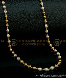 CHN209 - Trendy One Gram Gold Pearl Chain Designs Muthu Malai Chain Best Price Online