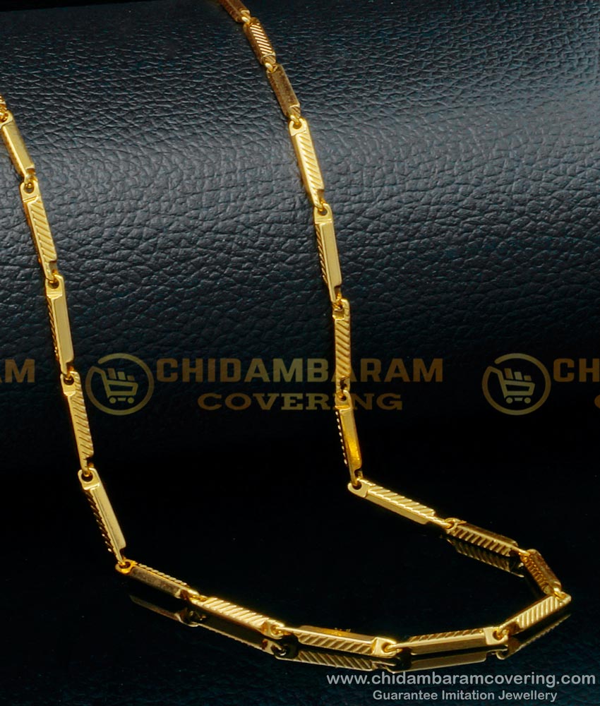 CHN219 - Trendy One Gram Gold Box Design Daily Use Chain for Ladies 
