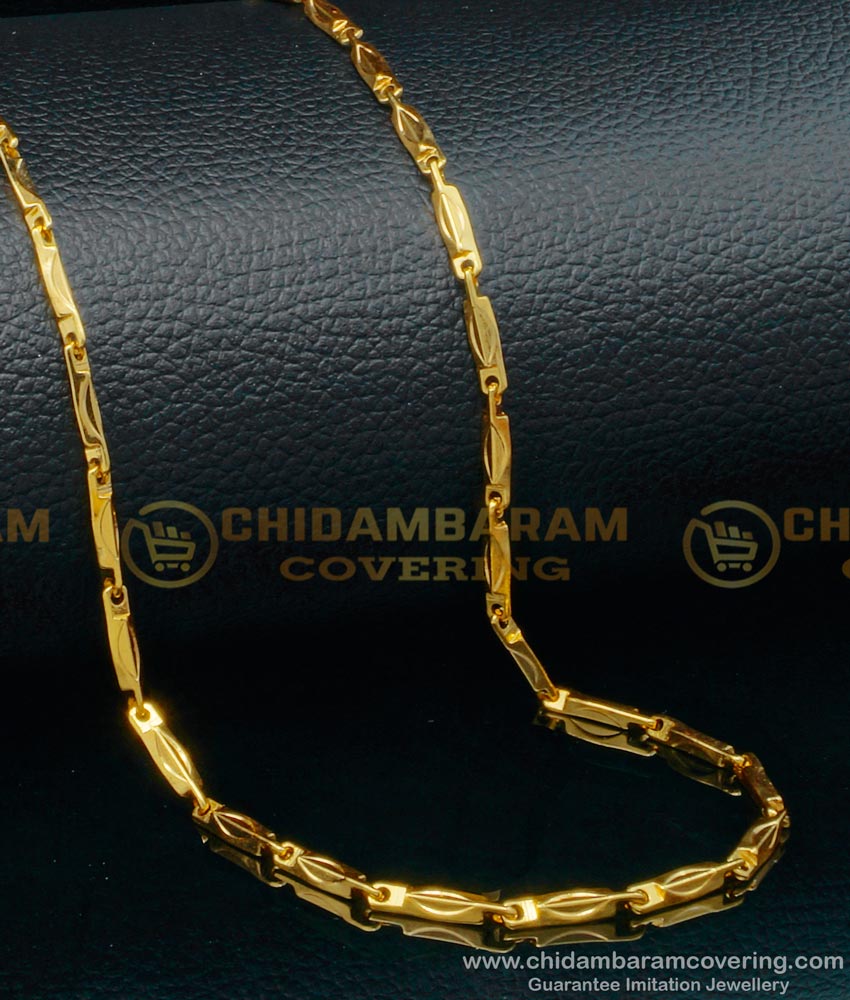 CHN220 - Latest One Gram Gold Box Design Simple Daily Wear Gold Chain for Ladies