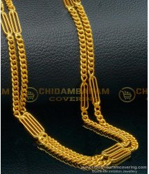 CHN221 - Gold Plated Daily Use 2 Line Gold Chain Designs Rettai Vadam Chain Design Online