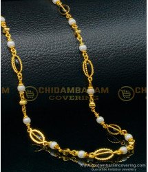 CHN225 - New Model Gold Plated Daily Use Black Beads with White Pearl Chain Online