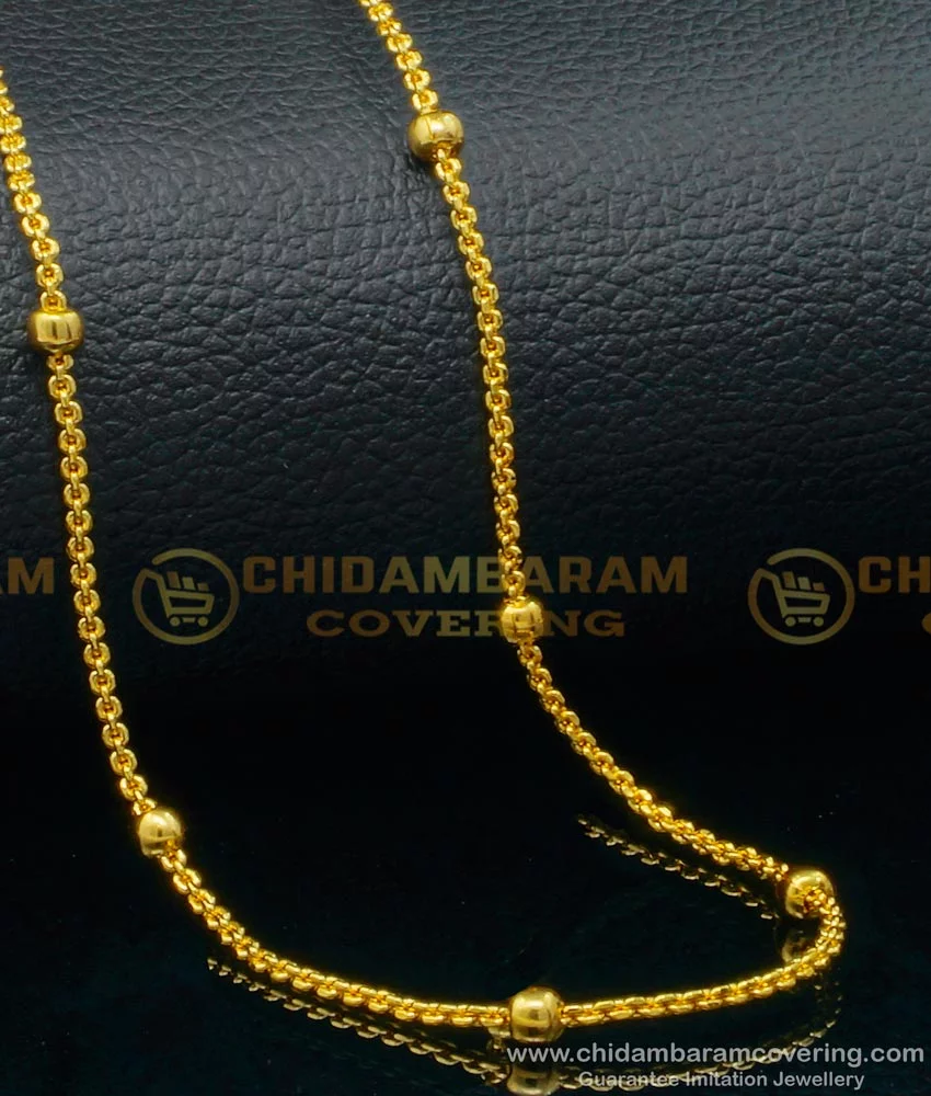 Buy Simple Balls Design Daily Wear Gold Plated Thin Chain for Ladies