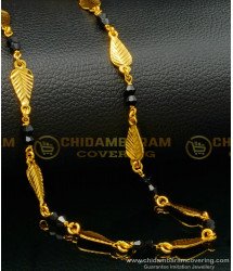 CHN234 - New Model Leaf Design with Fancy Black Crystal Beads Mangalsutra Chain Online