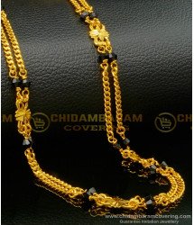 CHN235 - Latest One Gram Gold Plated Double Line Black Crystal Long Chain for Women 