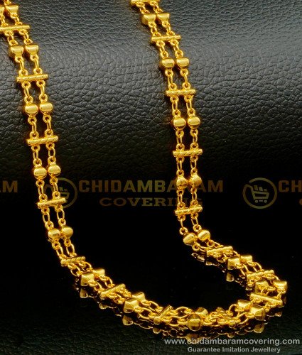 CHN237-LG- 30 Inches South Indian Jewellery Daily Wear One Gram Gold Guaranteed 2 Line Chain Online