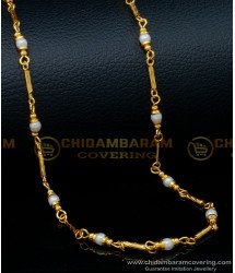 CHN244 - 30 Inches New Model Pearl Mala Gold Plated Chain Designs Online