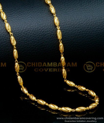 CHN257- Gold Plated Jewellery Light Weight Gold Beads Long Chain Designs