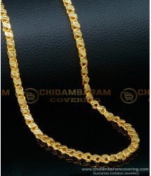 CHN263-XLG - 36 Inches 1 Gram Gold Plated Leaf Cutting Thick Chain Design 