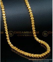 CHN268-XLG - 36 Inches Traditional Gold Chain Design Oval Leaf Cutting Gold Plated Long Chain Online 